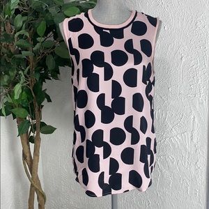 St. John Silk Polka Dot Top Pink & White size SM